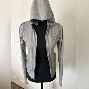 Abercrombie & Fitch Gray / burgundy Hooded Jacket